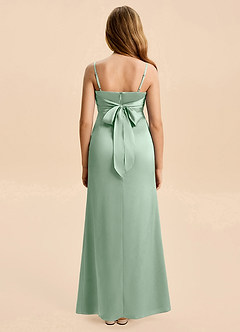 Azazie Christen Junior Agave Sheath Pleated Stretch Satin Dress image5