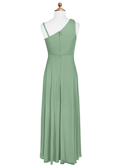 Azazie Brooke Junior Jurk van Mesh met A-Lijn Geplooid Matcha image6