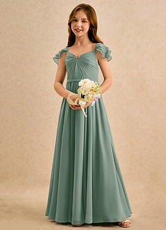 Azazie Meimei Girls Formal Final Sale Silver Sage A-Line Pleated Chiffon Dress image1