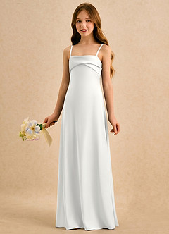 Azazie Mirabella Girls Formal Flower Girl Klänningar Klänning Tubklänning i Stretch Satin Hjärtformad urringning image2
