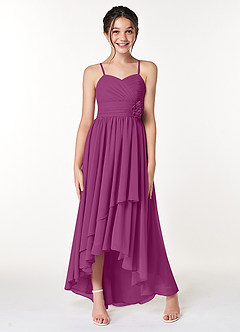 Azazie Catalina Junior Orchid A-Line Ruched Chiffon Dress image4