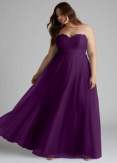 Azazie Roni Bridesmaid Dresses Grape A-Line Sweetheart Neckline Tulle Convertible Dress image9