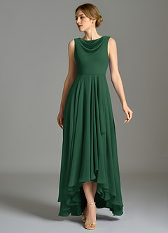 Azazie Wonderland Bridesmaid Dresses Dark Green A-Line Pleated Chiffon Dress image5