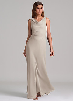 Azazie Nerine Brudtärnklänningar Klä av A-Linje i Chiffong Plisserad Frost image1