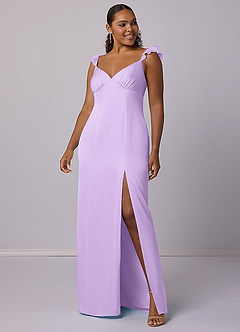 Barbie ♥ Azazie Robes de demoiselle d'honneur Robe Fourreau en Satin extensible Lilas image6
