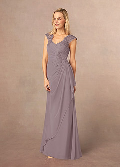 Azazie Gladys Mother of the Bride Dresses Dusk A-Line Queen Anne Lace Chiffon Dress image3