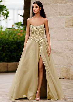 Brilliance Szampan Błyszcząca sukienka na studniówkę image4