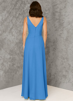 Azazie Kori Bridesmaid Dresses Blue Jay A-Line Pleated Chiffon Dress image2