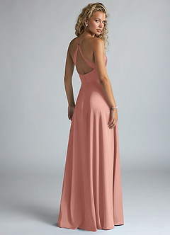 Azazie Davis Bridesmaid Dresses Rosette A-Line Pleated Stretch Satin Dress image3