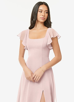 Azazie Bondi Jurken voor bruidsmeisjes Jurk van Chiffon met A-Lijn Geruffeld Blozend Roze image6