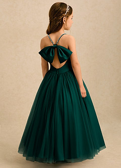 Azazie Aurora Blumenmädchenkleider A-Linie Schleifen Tüll Kleid Kiefer image1
