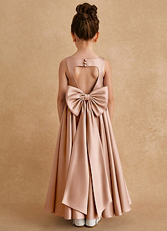 Azazie Bettie Final Sale Champagne Rose A-Line Bow Matte Satin Dress image1