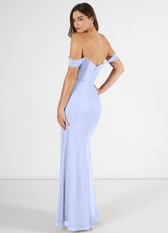 Azazie Kit Bridesmaid Dresses Lavender Mermaid Off the Shoulder Mesh Dress image4