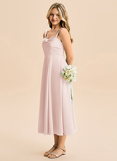 Azazie Ramona Junior Blushing Pink A-Line Sweetheart Neckline Stretch Satin Dress image3
