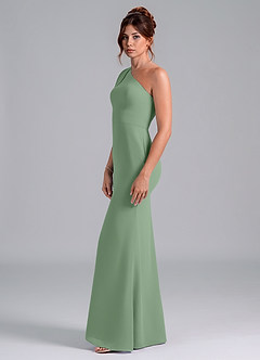 Azazie Rinna Bridesmaid Dresses Matcha Mermaid One Shoulder Chiffon Dress image4