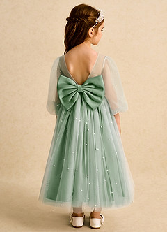 Azazie Trudy Flower Girl Dresses Matcha Ball-Gown Sweetheart Neckline Tulle Dress image2