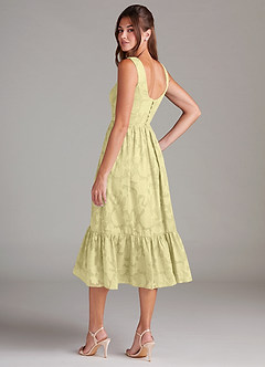 Azazie Alissa Bridesmaid Dresses Lemon Sorbet A-Line with Pockets Floral Burnout Dress image7