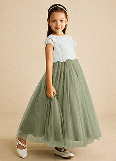 Azazie Bumblebee Flower Girl Klänningar Klänning A-Linje i Tyll Spets image2