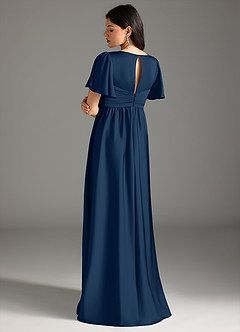 Azazie Verna Maternity Bridesmaid Dresses A-Line Ruched Stretch Satin Floor-Length Dress image2