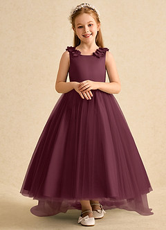 Azazie Lorita Flower Girl Dresses Cabernet A-Line Beaded Tulle Dress image6