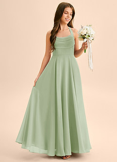Azazie Kady Junior Dusty Sage A-Line Sweetheart Neckline Chiffon Dress image5
