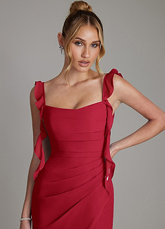 Azazie Jessamine Bridesmaid Dresses Scarlet Mermaid Corset Chiffon Dress image3