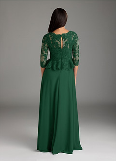 Azazie Averie Abiti per la Madre della Sposa Abito A-Line in Chiffon con Scollo a Barca e Paillettes Verde Scuro image6