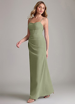 Azazie Mai Bridesmaid Dresses Pistachio Sheath Pleated Chiffon Dress image4