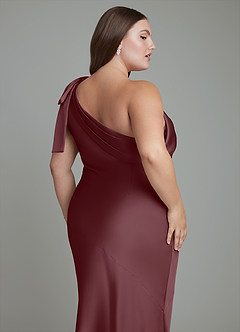 Azazie Yuanna Bridesmaid Dresses Sangria Mermaid One Shoulder Stretch Satin Dress image14