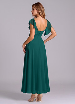 Azazie Leilani Bridesmaid Dresses Peacock A-Line Ruched Chiffon Dress image5