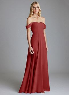 Azazie Seriana Brudtärnklänningar Klä av A-Linje i Chiffong Av axeln Rost image4