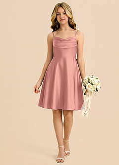 Azazie Bear Junior Rosette A-Line Sweetheart Neckline Stretch Satin Dress image1