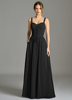 Azazie Porscha 신부 들러리 드레스 A라인 스윗하트 네크라인 쉬폰 바닥 길이 드레스 image3