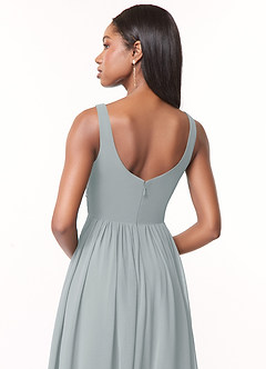 Azazie Keyla Bridesmaid Dresses Dolphin Grey A-Line V-Neck Pleated Chiffon Dress image4