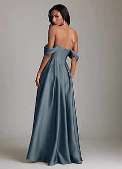 Azazie Loisa Abiti da Damigella Abito A-Line in Raso Elasticizzato a Spalla Scoperta Crepuscolo image2
