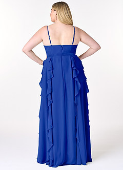 Azazie Peyton Bridesmaid Dresses Royal Blue A-Line Ruched Chiffon Dress image8