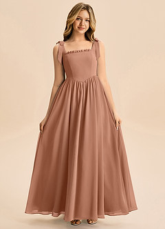 Azazie Delia Junior Abito A-Line in Chiffon Fiocco Bronzo image3