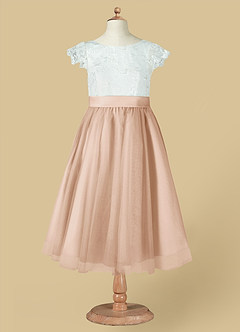 Azazie Vetty Flower Girl Dresses Ivory English Rose A-Line Lace Tulle Dress image12