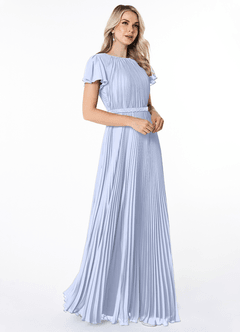 Azazie Kara Modest brudtärna klänningar Klänning A-Line Plisserad Golvlängd Chiffong image3