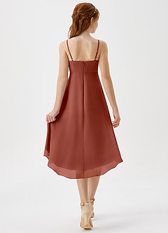 Azazie Mariam Junior Auburn A-Line Pleated Chiffon Dress image2