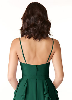 Azazie Peyton Bridesmaid Dresses Emerald A-Line Ruched Chiffon Dress image3