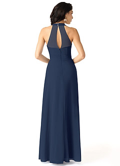 Azazie Danica Bridesmaid Dresses Dark Navy A-Line Pleated Chiffon Dress image2