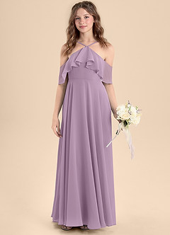 Azazie Tessabelle Junior Wisteria A-Line Off the Shoulder Chiffon Dress image4