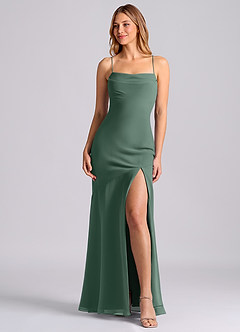 Azazie Grata Bridesmaid Dresses Sea Moss Mermaid Pleated Chiffon Dress image1