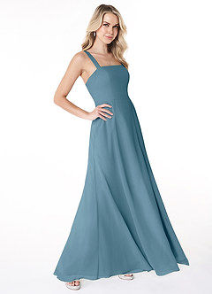 Azazie Jay Bridesmaid Dresses Bermuda A-Line Square Neckline Side Slit Chiffon Dress image3