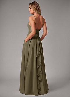 Azazie Amalia Bridesmaid Dresses Willow Green A-Line Pleated Chiffon Dress image2