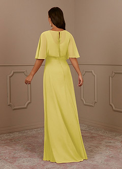 Azazie Oksana vestidos de madre de la novia Vestido de Canario de Gasa de Corte en A con Cuello en V Plisado image3