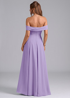 Azazie Almina Robes de demoiselle d'honneur Robe Trapèze Convertible en Mousseline de soie Épaule décolletée Lilas image2
