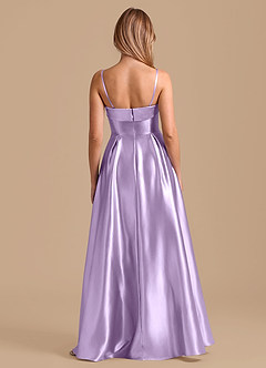 Azazie Lucienne Bridesmaid Dresses Lilac A-Line Pleated Metallic Satin Dress image2