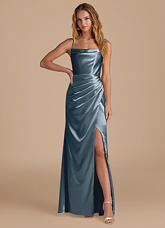 Azazie Marzia Bridesmaid Dresses Twilight Mermaid Pleated Metallic Satin Dress image1
